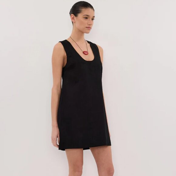 New DISSH LOTUS BLACK LINEN MINI DRESS - Picture 5 of 5